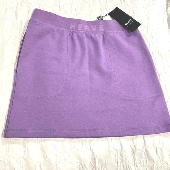 HERVE LEGER  COTTON KNIT LOGO SKIRT IN WISTERIA SIZE S NWT💜 - Picture 12 of 14